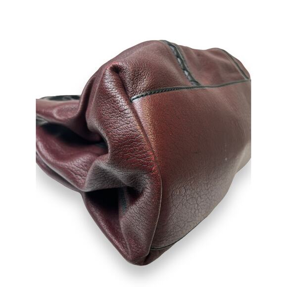 BOTTEGA VENETA Burgundy Leather Roma Lock Flap Shoulder Bag - Picture 4 of 6